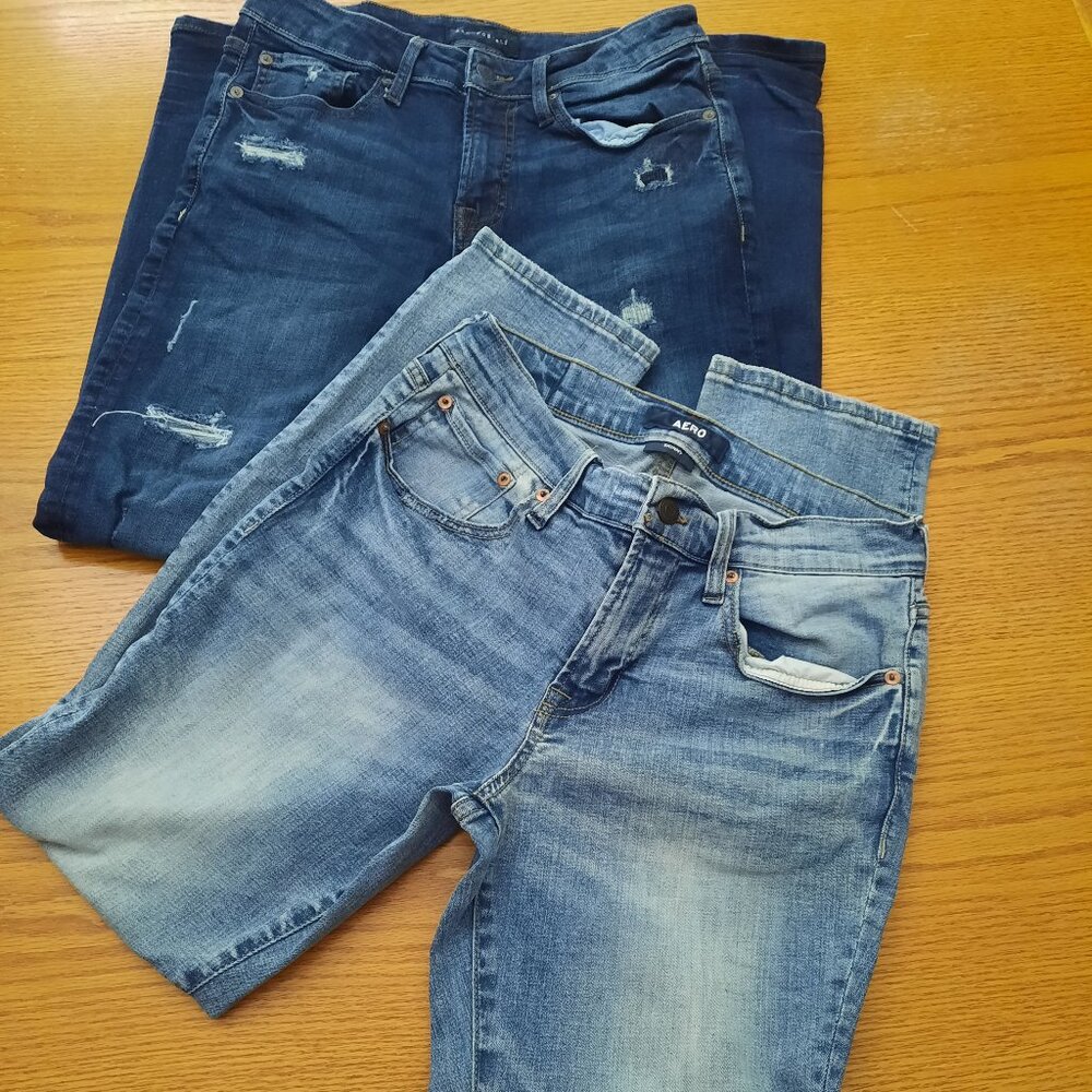 Aeropostale Aero men's jeans size 29x30 Skinny Distressed Stretch Lot of 2